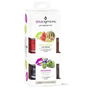 SpaScriptions Lip Therapy Kit, Exfoliate & Repair- Watermelon Kiwi & Blueberry
